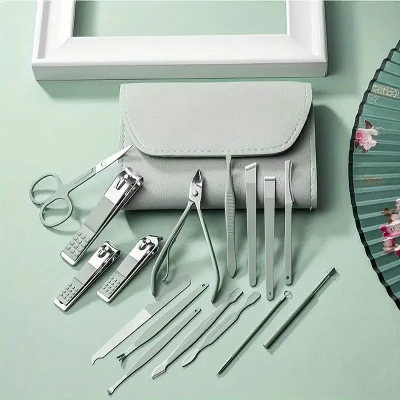 16-Pieces: Nail Clippers Manicure Tool Set with Portable Travel Case by DailySale