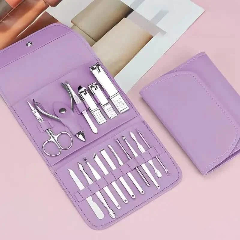 16-Pieces: Nail Clippers Manicure Tool Set with Portable Travel Case by DailySale