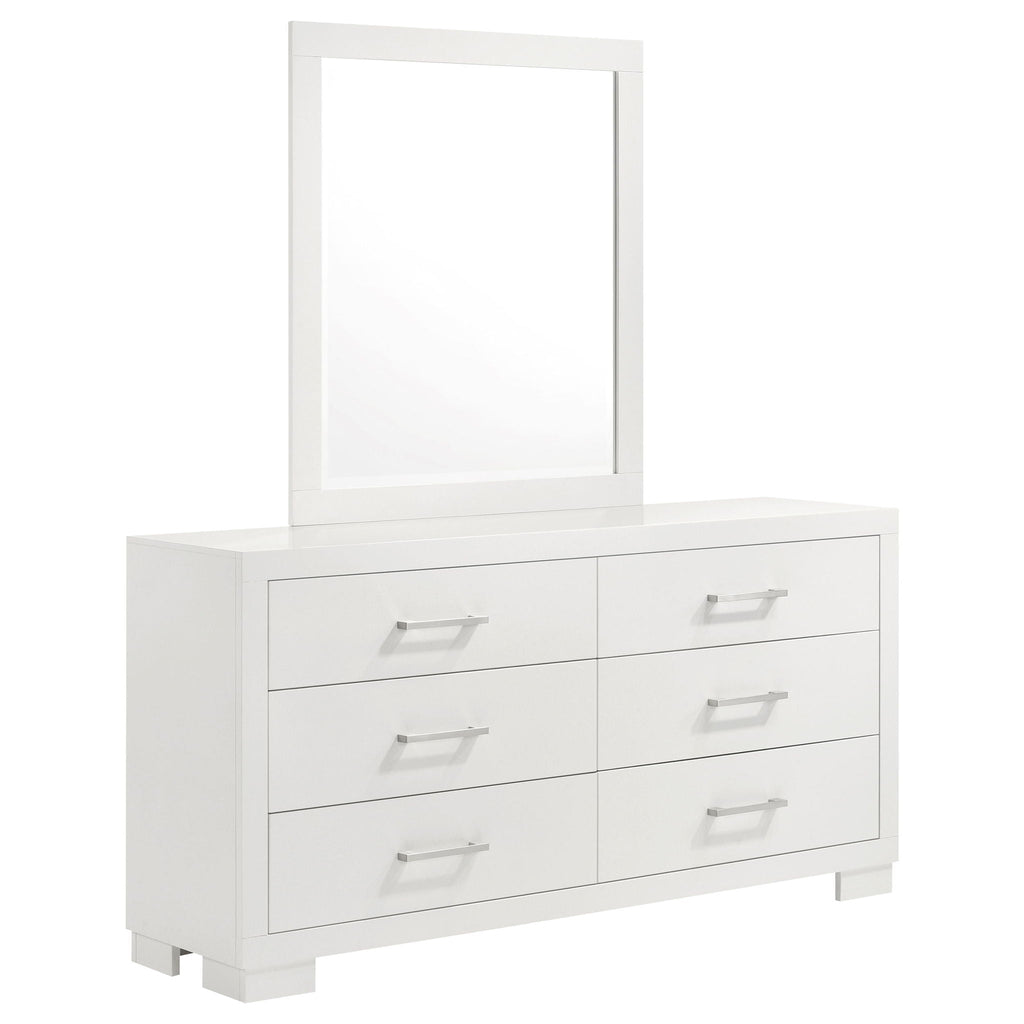 Jessica 6-drawer Dresser with Mirror Snow White by Unique Piece Furniture
