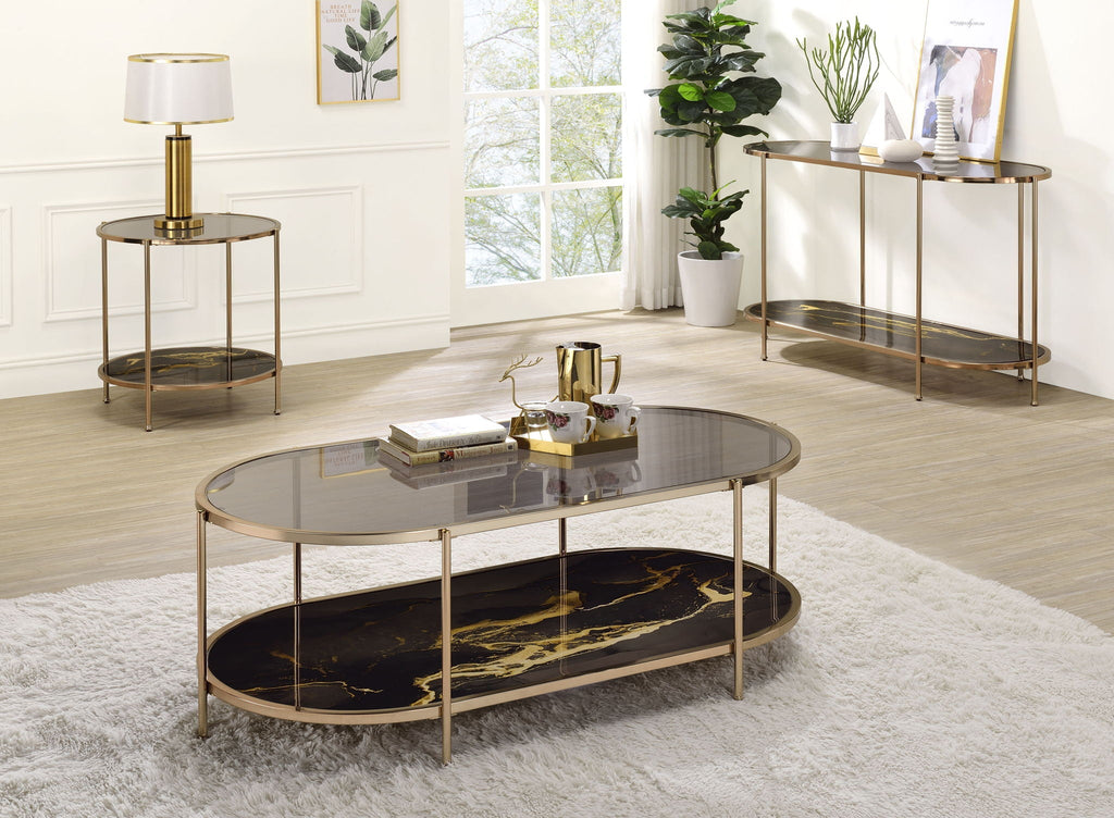 Fiorella - Marble Print Glass Table by Unique Piece Furniture