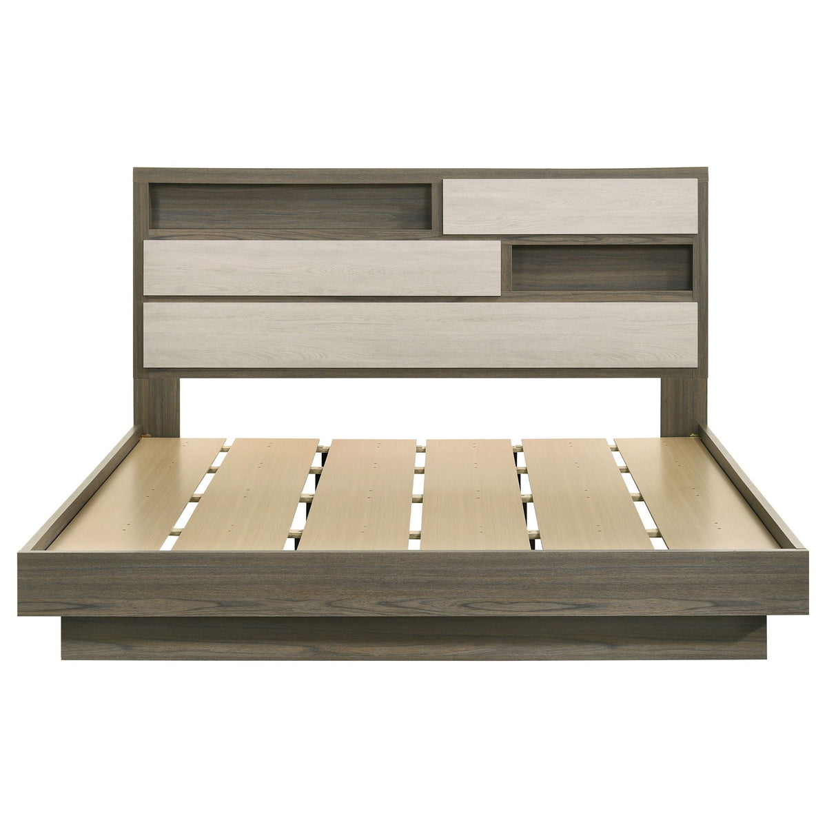 Fenwick Eastern King Bed Bookcase Headboard Grey Oak by Unique Piece Furniture