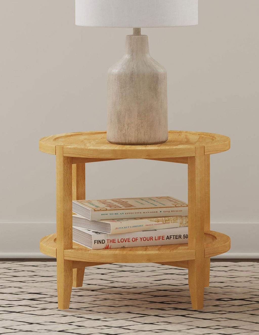 Camillo Round Solid Wood Side End Table Maple Brown by Unique Piece Furniture