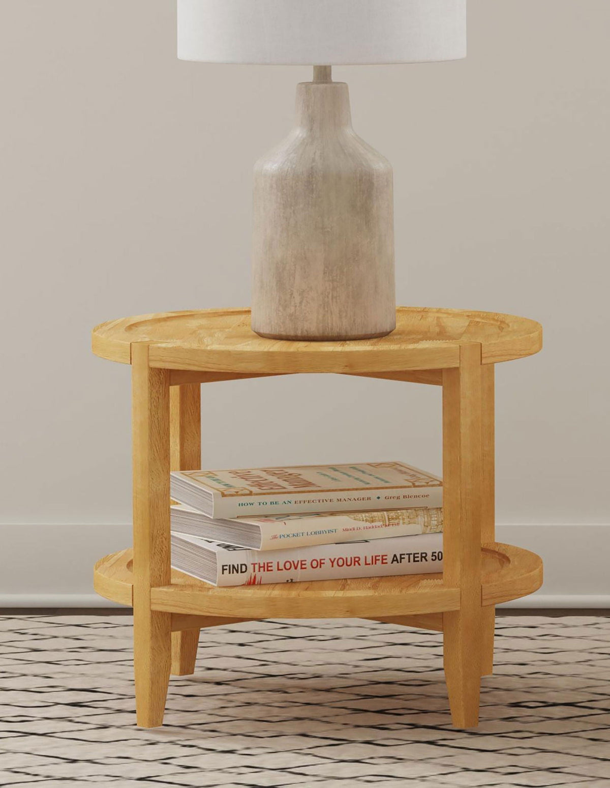 Camillo Round Solid Wood Side End Table Maple Brown by Unique Piece Furniture
