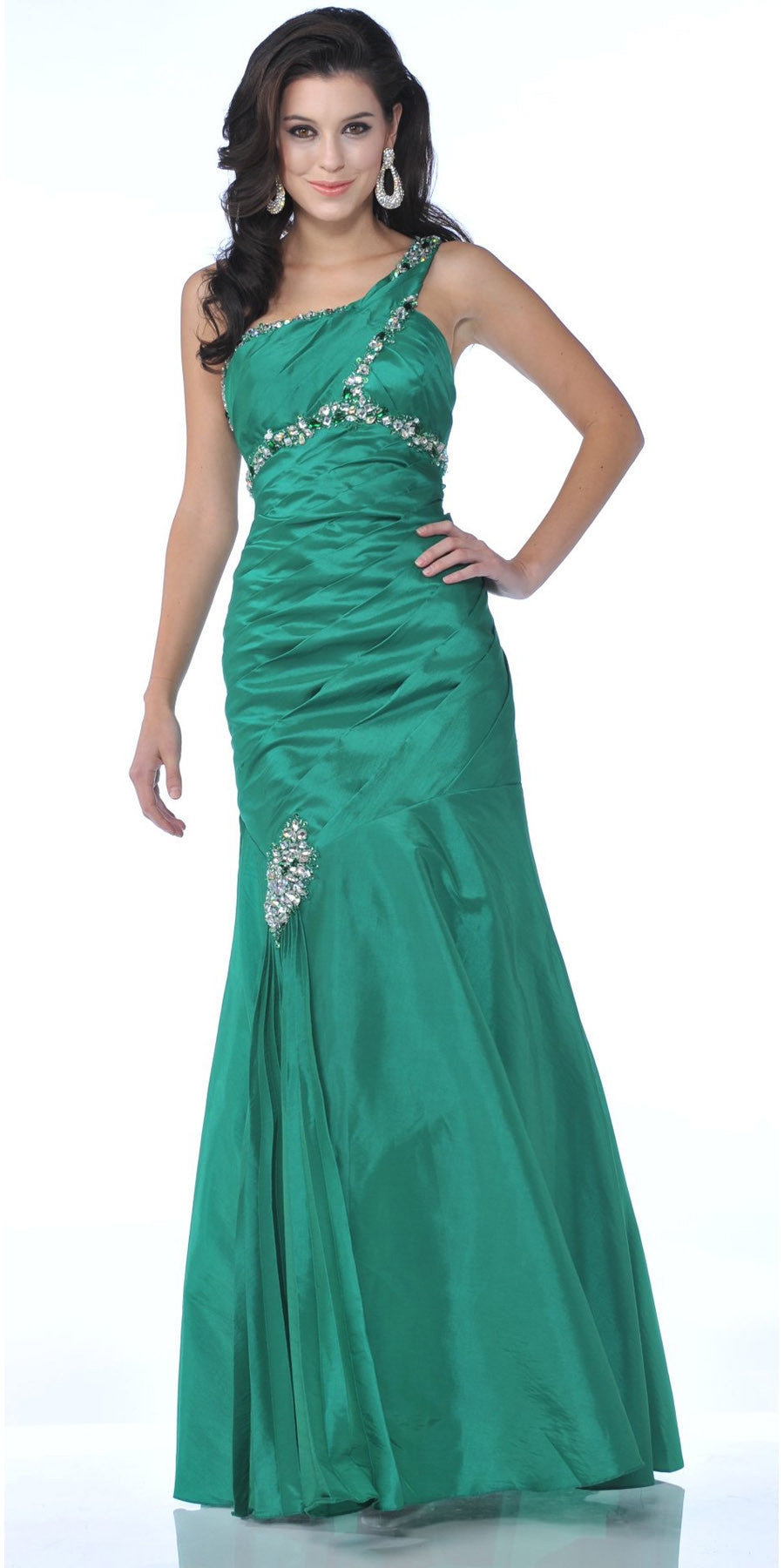CLEARANCE - Cinderella Divine 1646 Long Dress Taffeta One Shoulder (Size 6) by DiscountDressShop