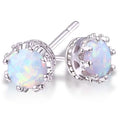 2.00 CTW Genuine Opal Crown Stud Earrings by DailySale