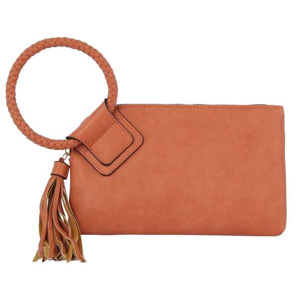 Fashion Cuff Handle Tassel Wristlet Clutch by Wild and Free Boutique