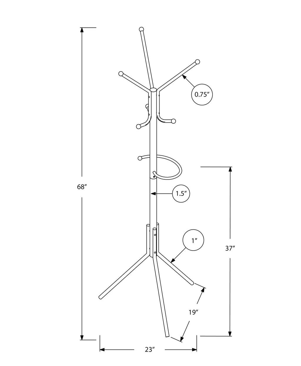 Coat Rack, Hall Tree, Free Standing, Hanging Bar, 6 Hooks, Entryway, Contemporary & Modern by Unique Piece Furniture