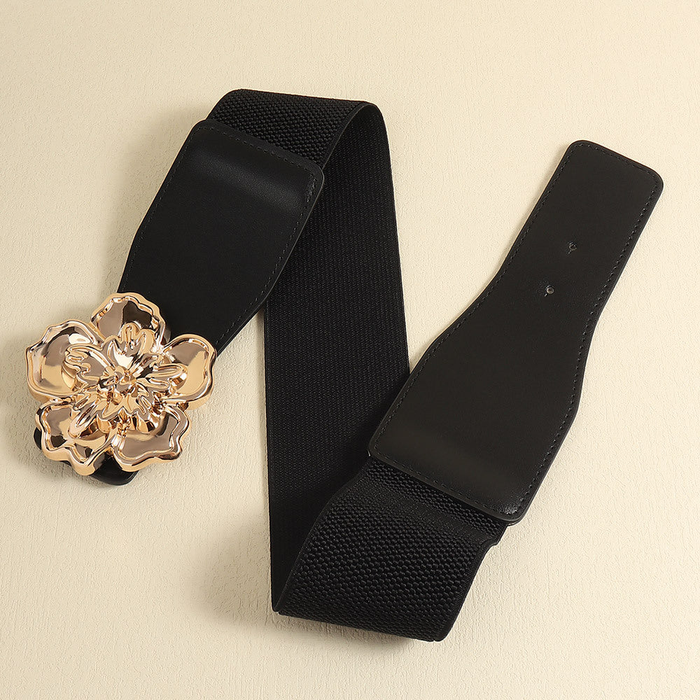 Flower Alloy Buckle Elastic Belt by Wild and Free Boutique