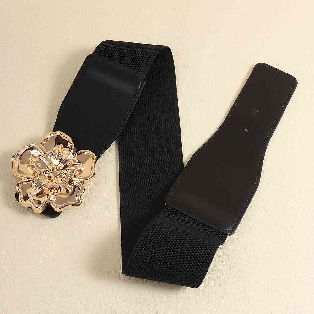 Flower Elegance Alloy Buckle Elastic Belt – Stylish Floral Design See size chart under “more details” by The Fashion Celestial