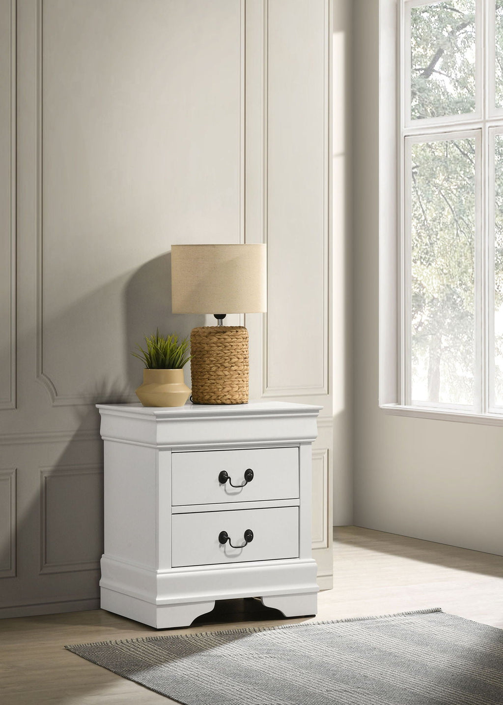 Louis Philippe 2-drawer Nightstand Bedside Table White by Unique Piece Furniture