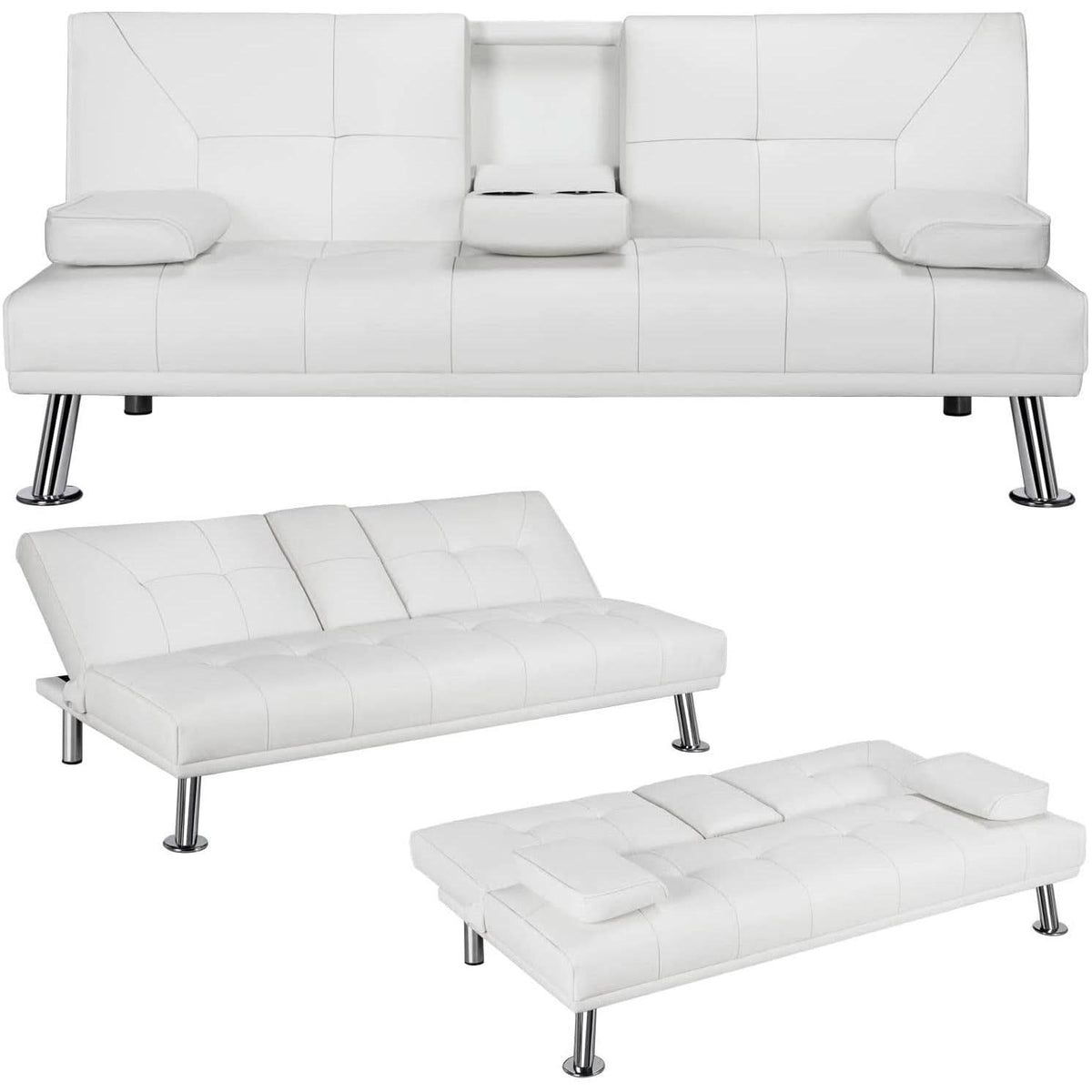 Convertible Sofa Bed With Cup Holders And Adjustable Back by ShipItFurniture
