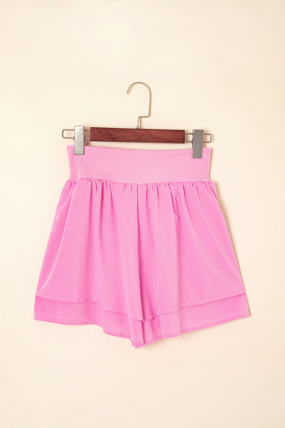 Bright Pink Crossed Waist Tiered Flowy Shorts by Wild and Free Boutique