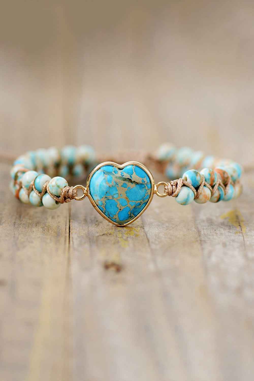Handmade Heart Shape Natural Stone Bracelet by Wild and Free Boutique