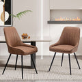Two Brown Faux Leather Mid Century Modern Dining Chairs by ShipItFurniture