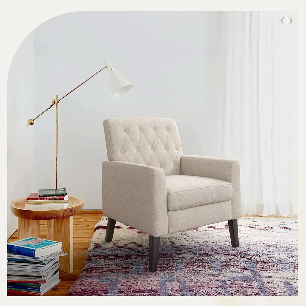 Upholstered Linen Armchairs Set Of Two With Tufted Buttons by ShipItFurniture