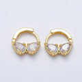 16K Gold Filled 13.5mm Double Clear CZ Teardrop Cartilage Huggie | Earrings-00756 by DLUXCA