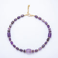 16K Gold Filled 15mm Amethyst Tube Rectangle Gemstone Chain 18.5 Inch Necklace w. Push Gate | WA-00391 by DLUXCA