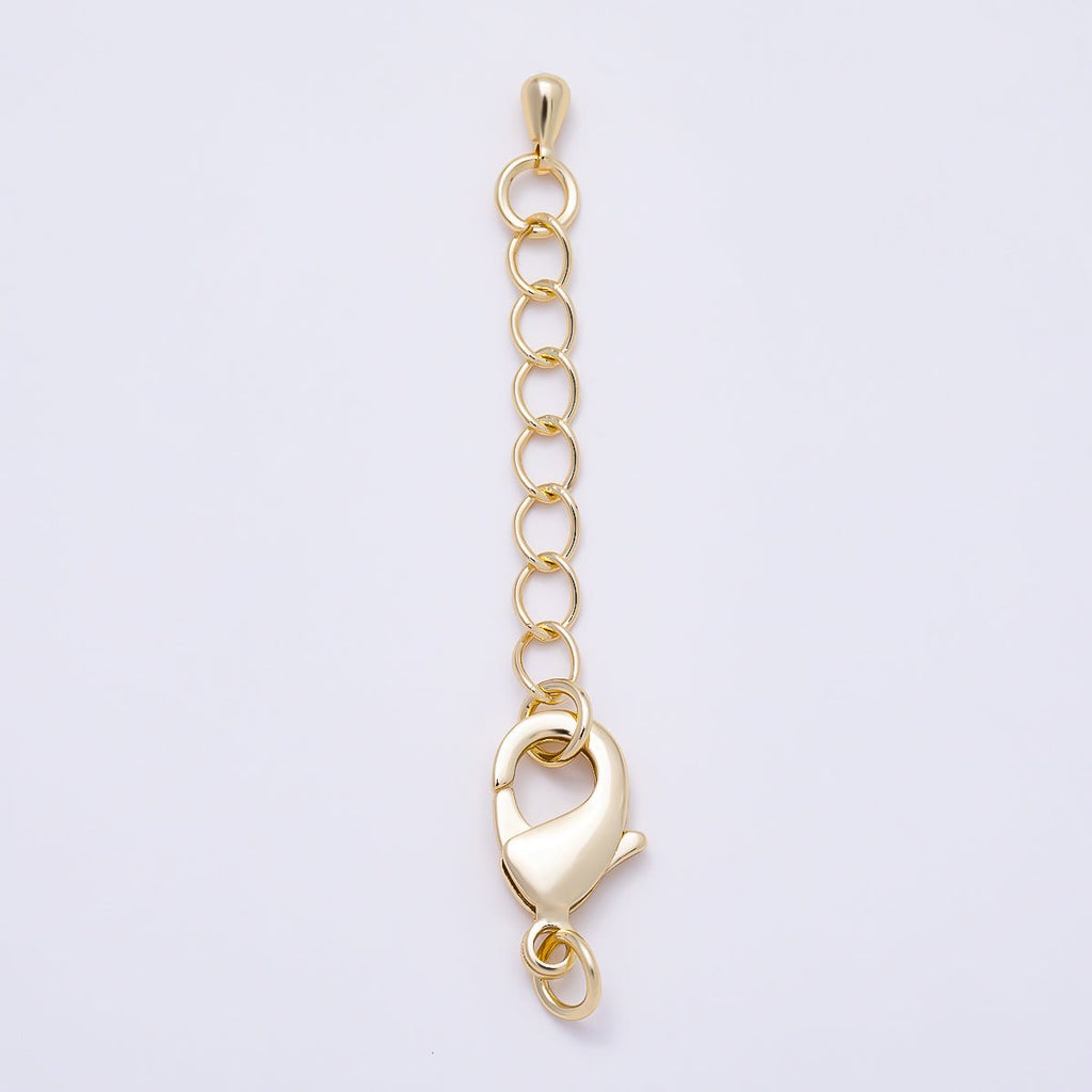 16K Gold Filled 15mm Minimalist Lobster Claw Clasps 1 Inch Teardrop Chain Extender | Findings-00495 by DLUXCA
