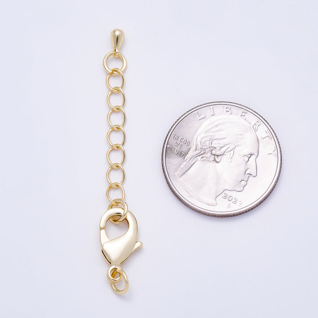 16K Gold Filled 15mm Minimalist Lobster Claw Clasps 1 Inch Teardrop Chain Extender | Findings-00495 by DLUXCA