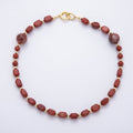 16K Gold Filled 16.5mm Carnelian Round Rectangle Gemstone Chain 19 Inch Necklace w. Dual Push Gate | WA-00537 by DLUXCA