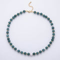 16K Gold Filled 4mm Shell Pearl Green Aventurine Bead Round Gemstone Chain 16.5 Inch Necklace | WA-00128 by DLUXCA