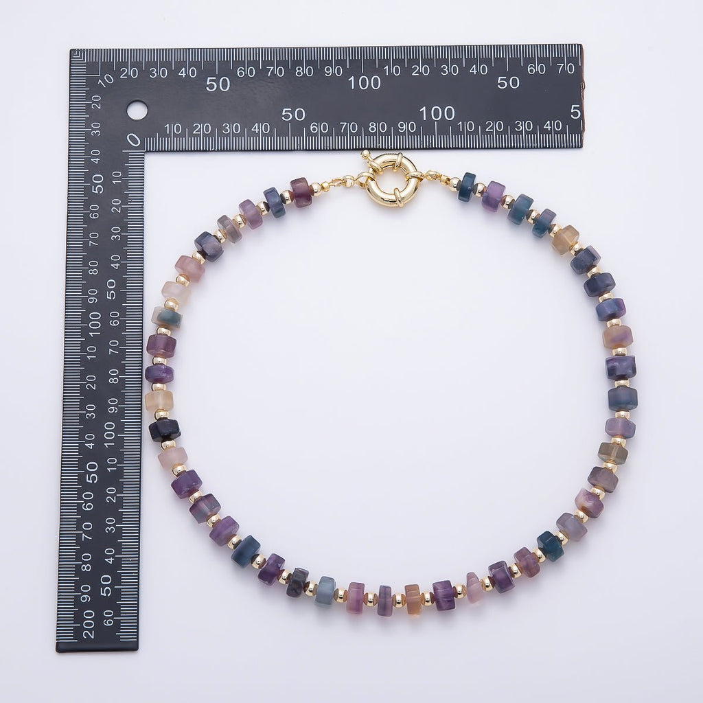 16K Gold Filled 9.1mm Tourmaline Tube Rondelle Gemstone Chain 19 Inch Necklace w. Sailor Clasps | WA-00499 by DLUXCA