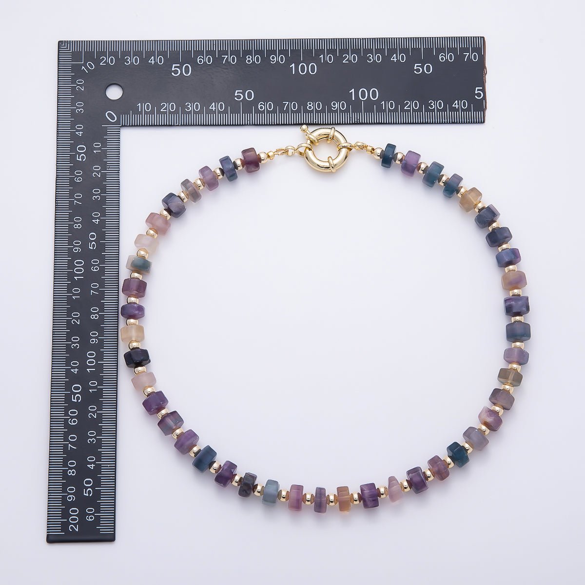 16K Gold Filled 9.1mm Tourmaline Tube Rondelle Gemstone Chain 19 Inch Necklace w. Sailor Clasps | WA-00499 by DLUXCA