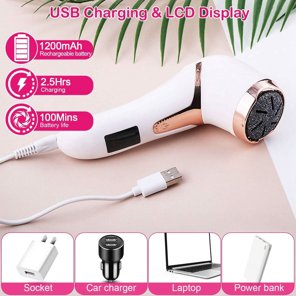 17-Pieces Set: Electric Foot Callus Remover with Vacuum Foot Grinder Rechargeable by DailySale