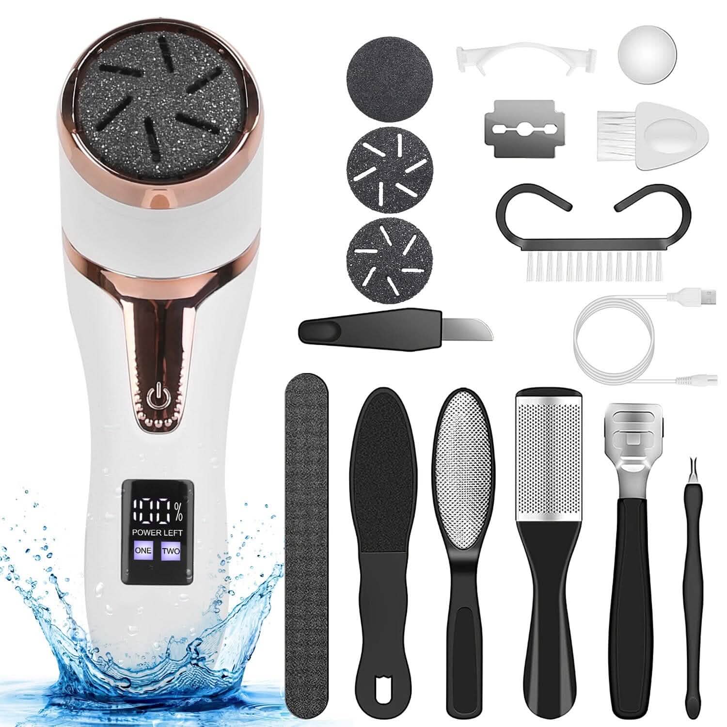 17-Pieces Set: Electric Foot Callus Remover with Vacuum Foot Grinder Rechargeable by DailySale
