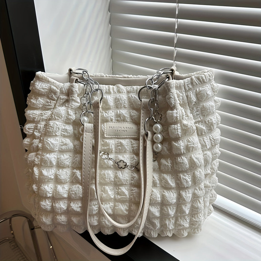 ] Elegant Women's Structured Pleated Bubble Shoulder Bag by Trendy Attic Store01