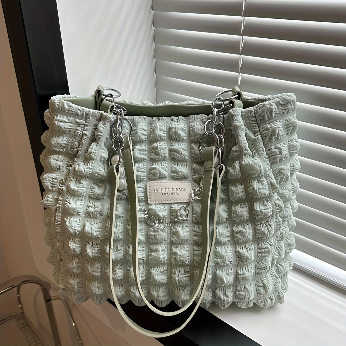 Elegant Women's Structured Pleated Bubble Shoulder Bag by Trendy Attic Store01