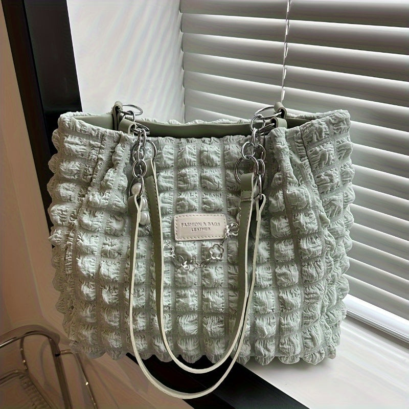 Elegant Women's Structured Pleated Bubble Shoulder Bag by Trendy Attic Store01
