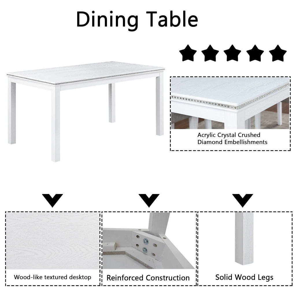 Dining Table Set With Crystal Decoration And Upholstered Chairs by Unique Piece Furniture