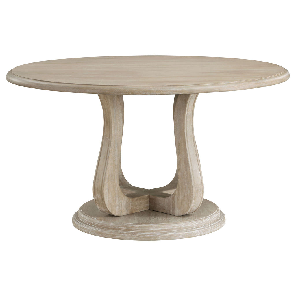 Trofello Round 60-inch Pedestal Dining Table White Washed by Unique Piece Furniture