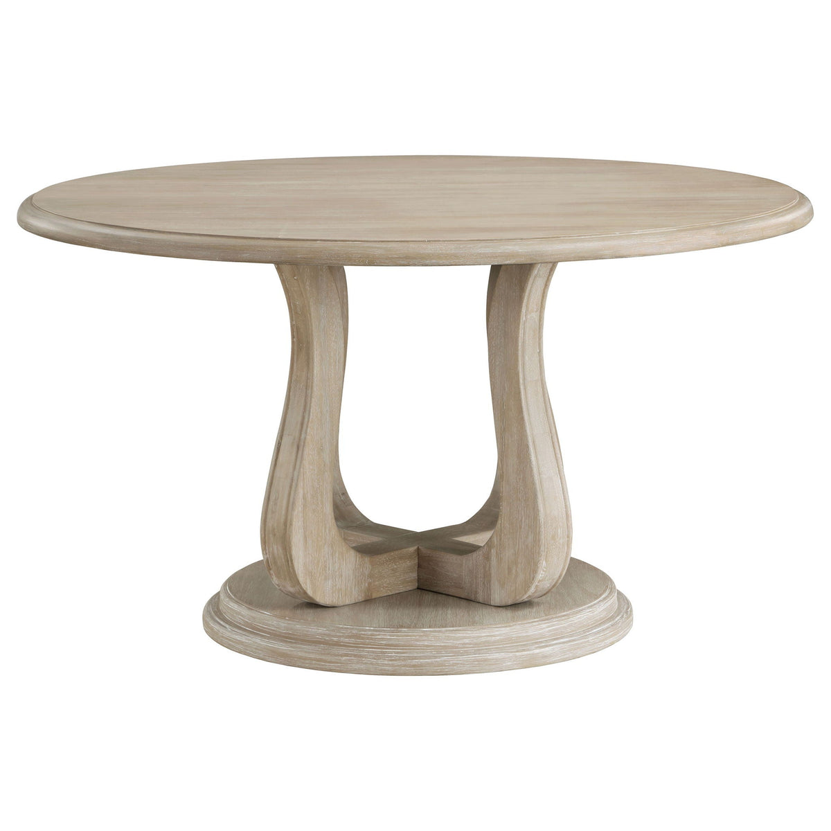 Trofello Round 60-inch Pedestal Dining Table White Washed by Unique Piece Furniture