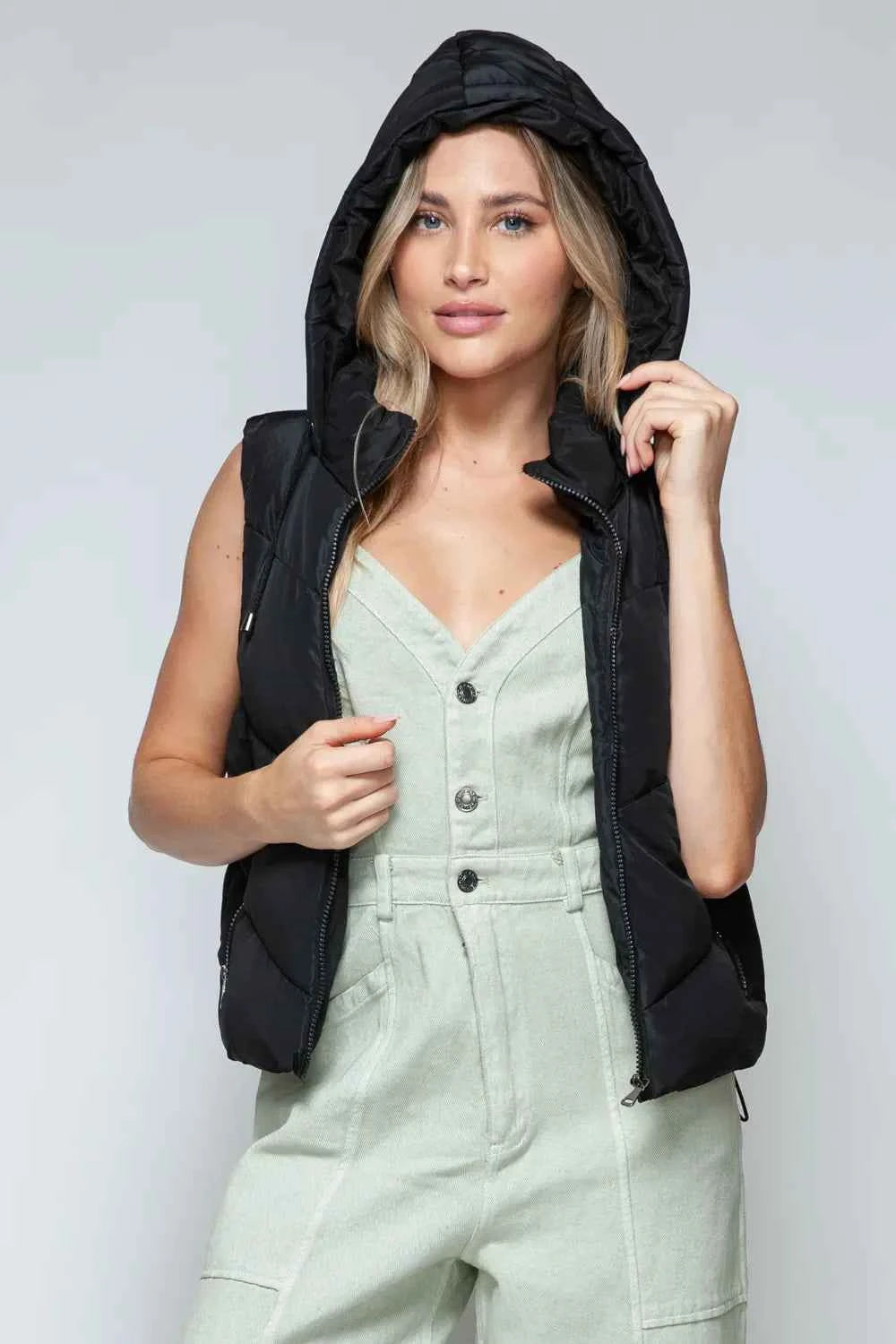 Snobbish Zip Up Quilted Hooded Vest by Wild and Free Boutique