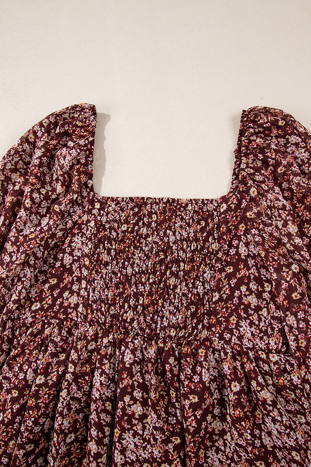Red Floral Print Sweetheart Neck Shirred Back Mini Dress by Dear-Lover Dropshipping