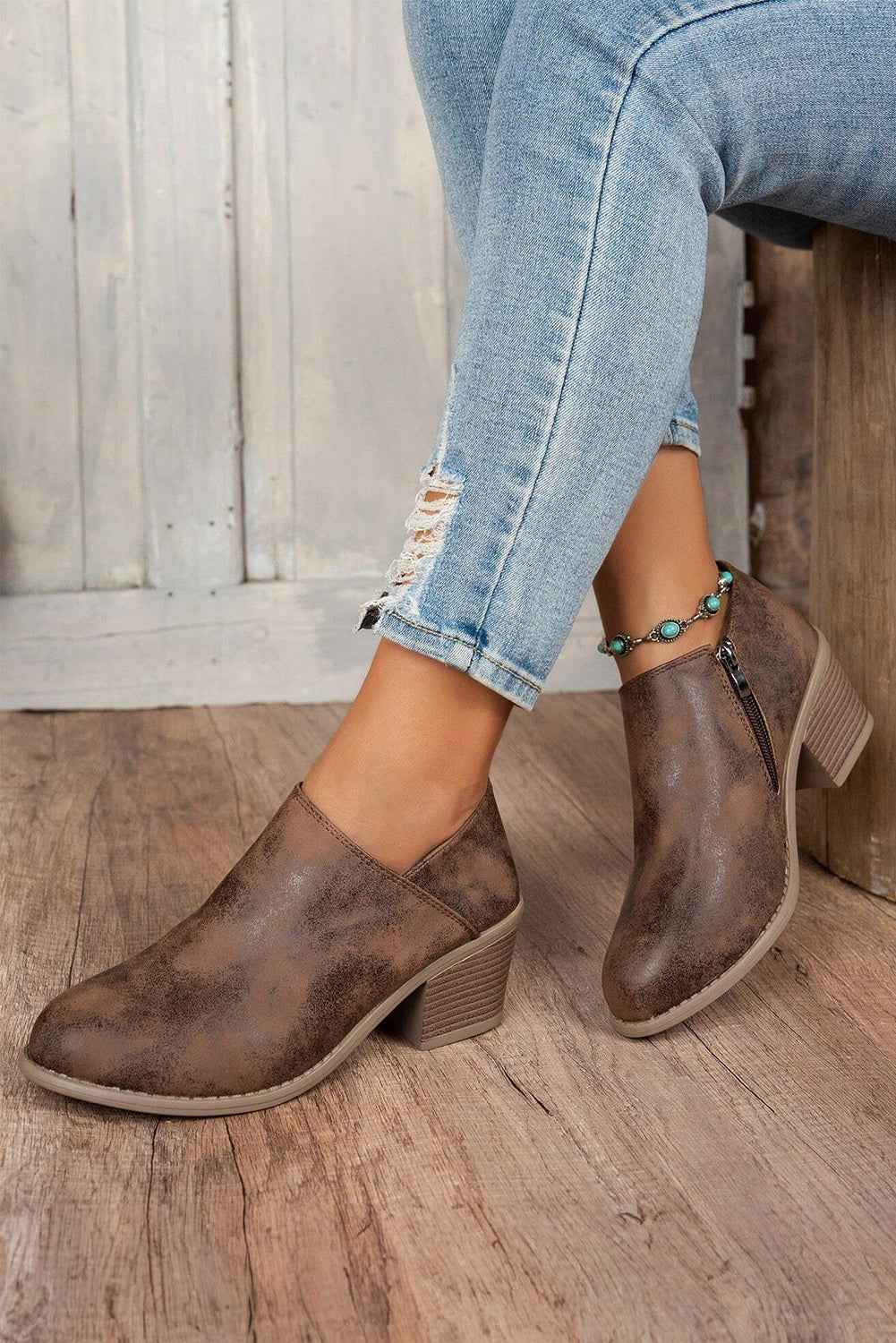 Coffee Suede Casual Ankle Boots by Wild and Free Boutique