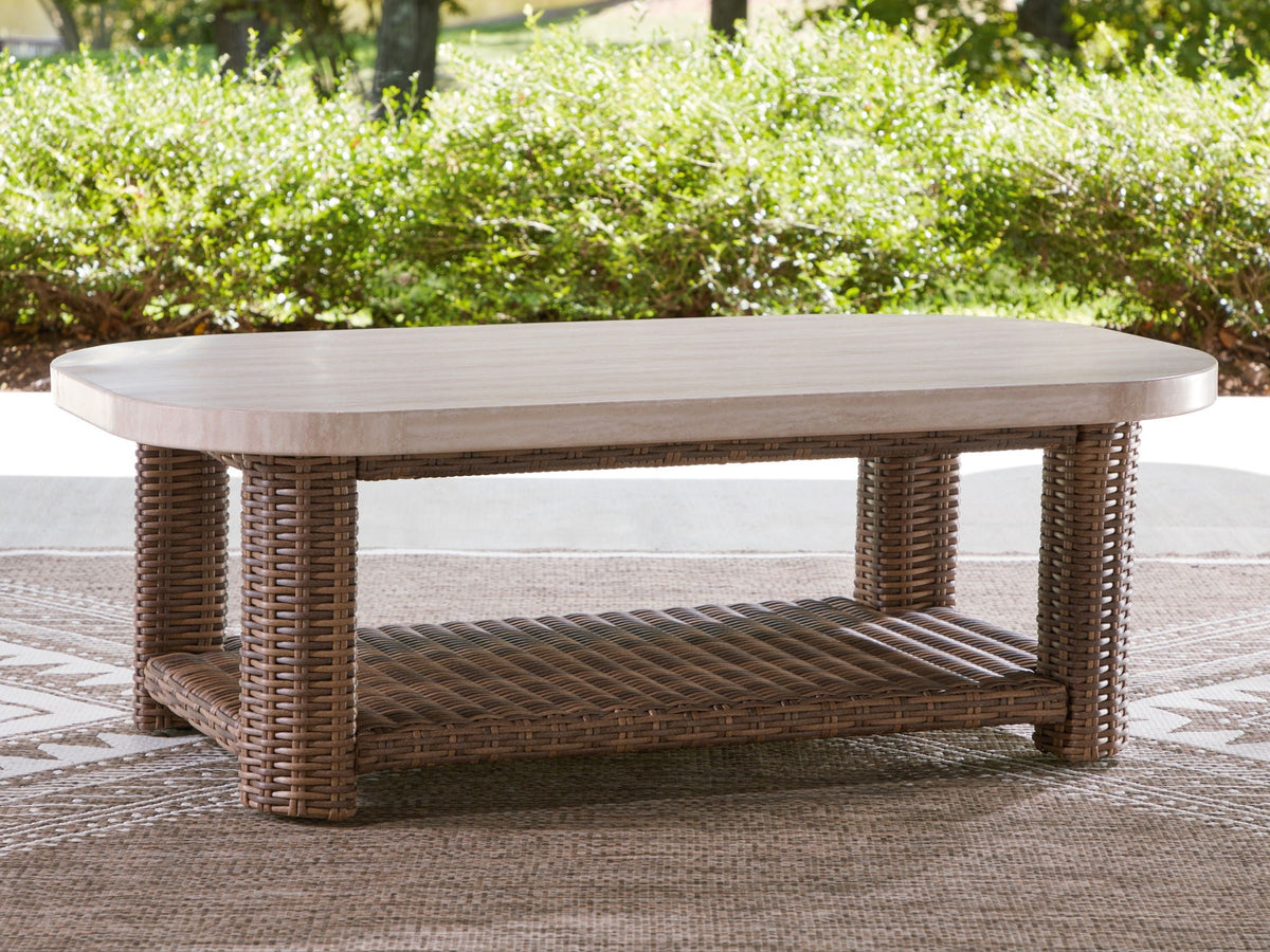 Dolan Creek - Rectangular Cocktail Table - Beige / Brown by Unique Piece Furniture