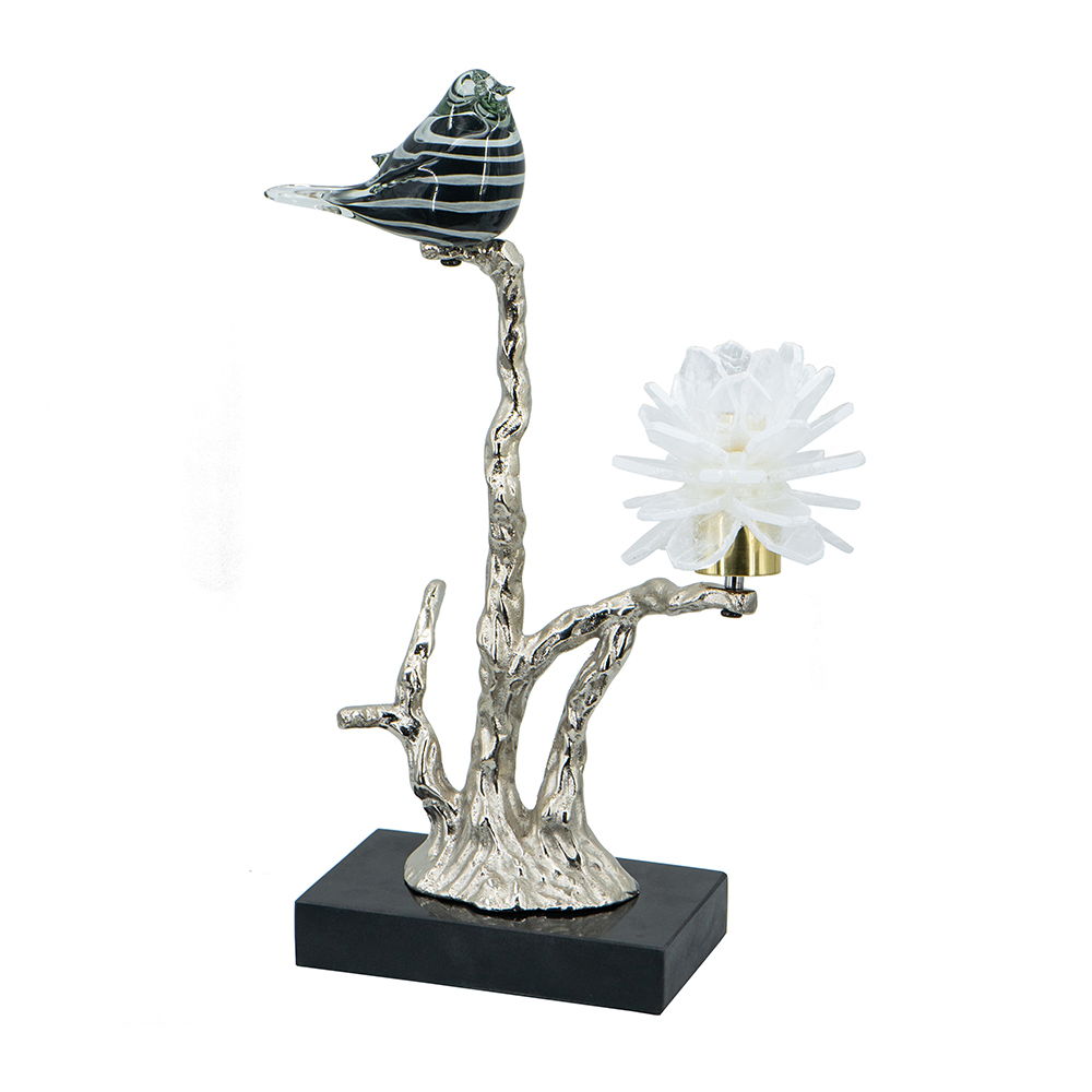 Aluminum Candle Holder With Marble Stand by Unique Piece Furniture