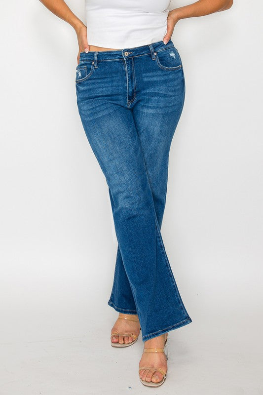 bytos Full Size Cat's Whiskers High Rise Straight Jeans by Wild and Free Boutique
