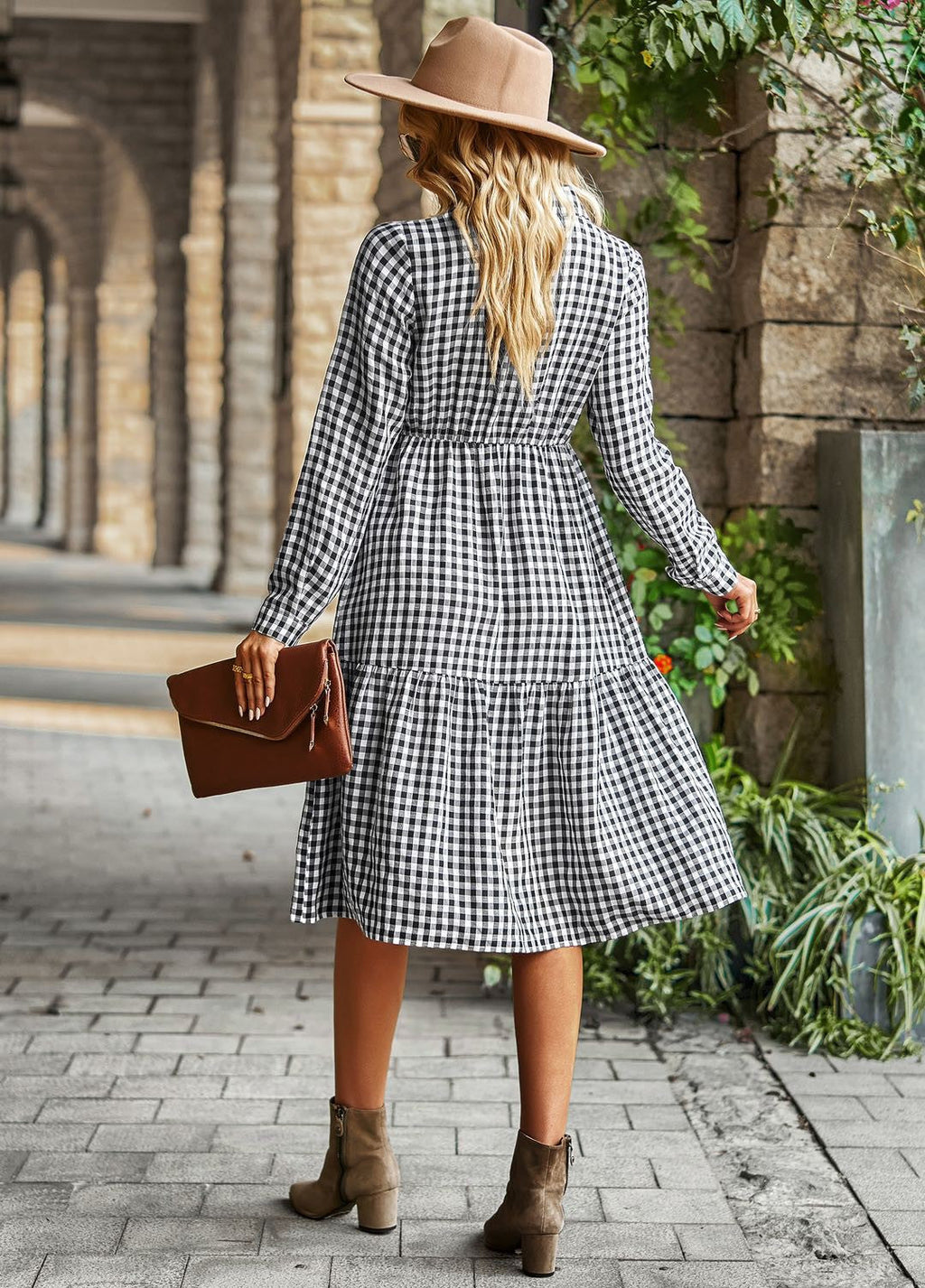 Gingham long sleeve dress by Miss Sparkling