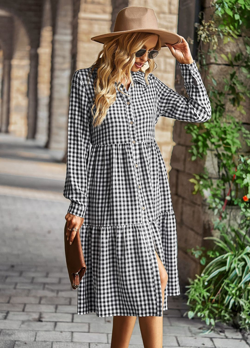 Gingham long sleeve dress by Miss Sparkling