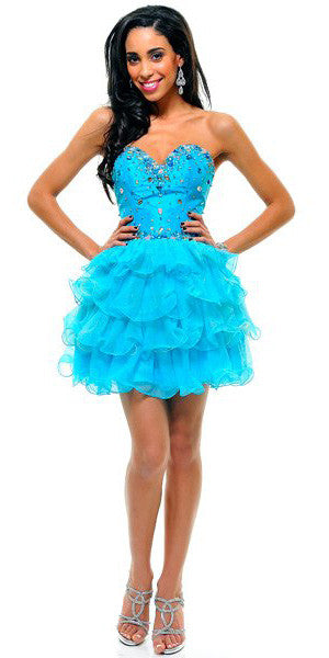 CLEARANCE - Cinderella Divine 1833 Ruffle Layer Tulle Skirt Dress (Size 4) by DiscountDressShop