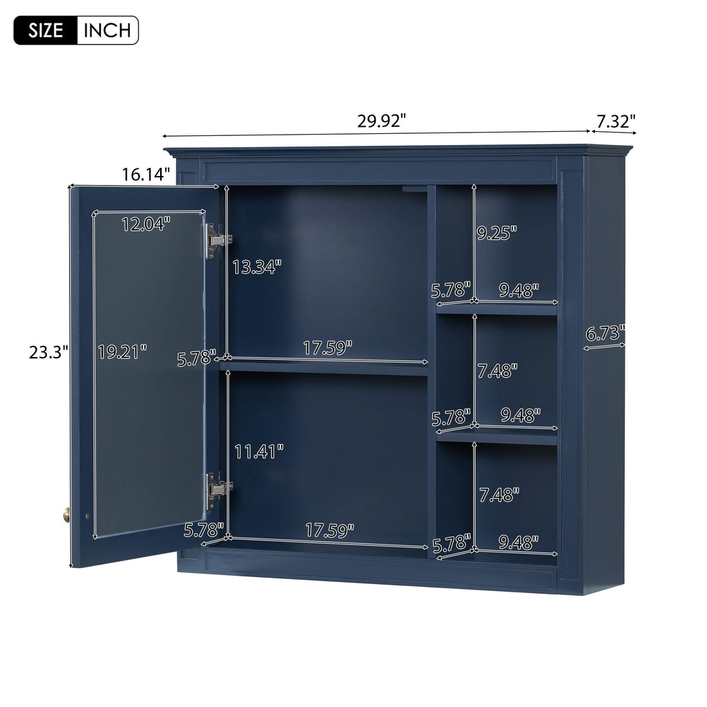 Wall Mounted Medicine Cabinet With Mirror And 3 Open Shelves by Unique Piece Furniture
