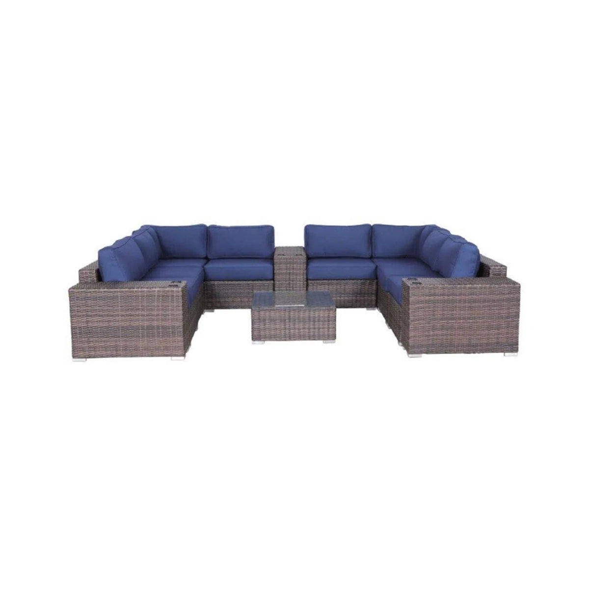 Modern Patio Rattan Sectional Set With Cushions by Unique Piece Furniture