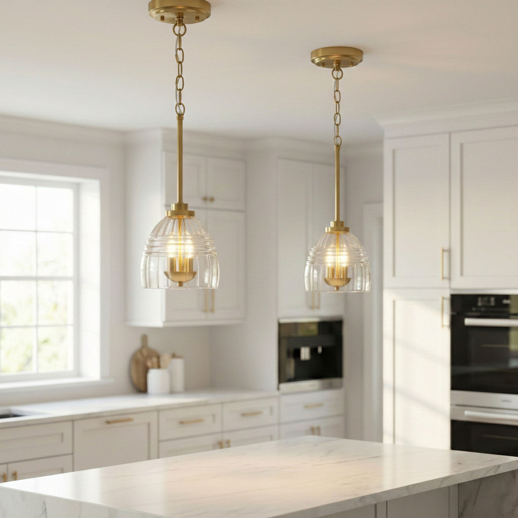 Ember - 3 Candle Lights Chain Pendant - Clear / Gold by Unique Piece Furniture