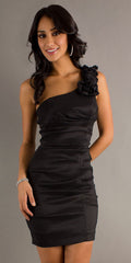 CLEARANCE - Eureka 1893 Rosette Studded Single Strapped Short Cocktail Dress (3XL) by DiscountDressShop
