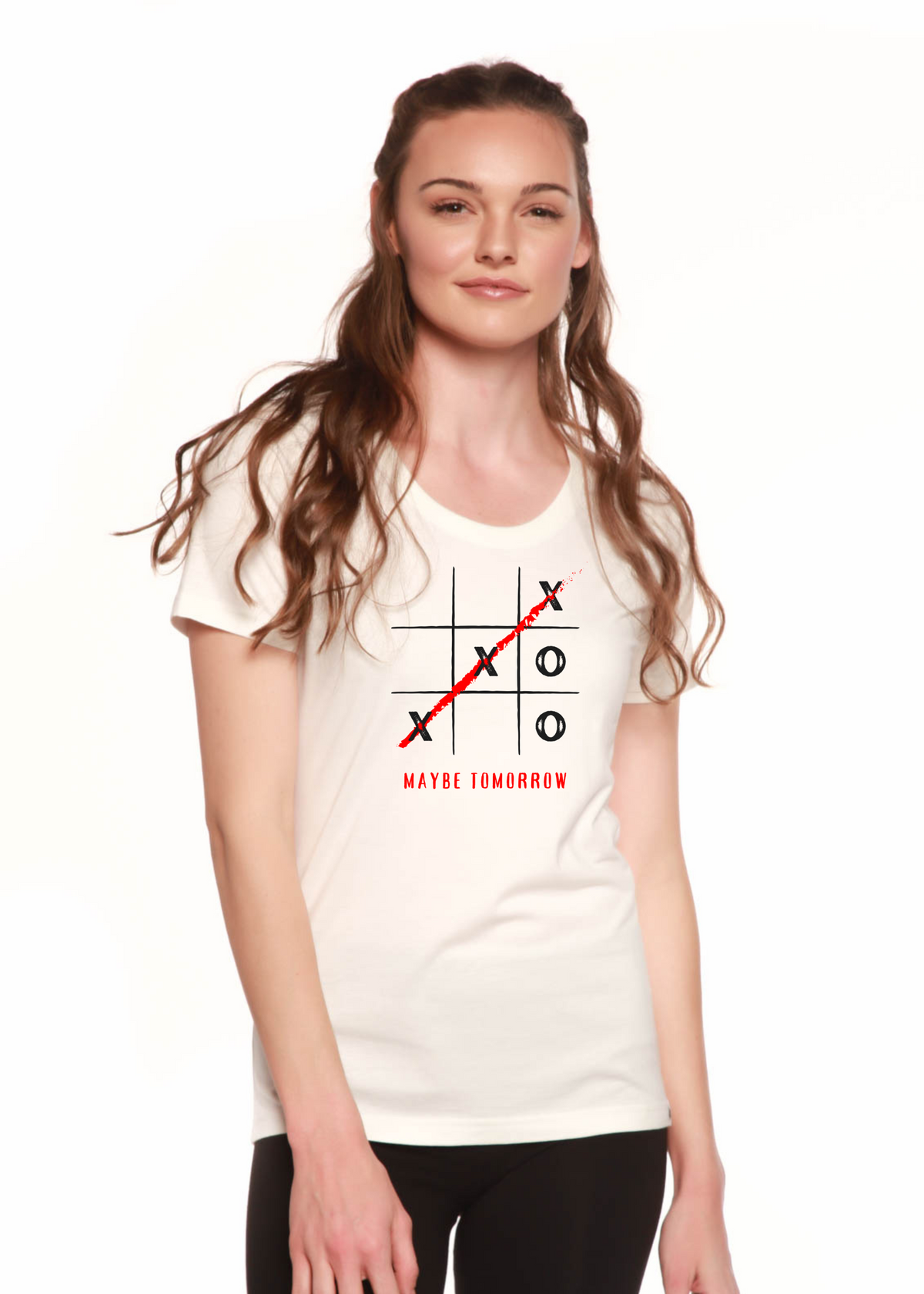 Maybe Tomorrow Women's Bamboo Sleeve Scoop Neck Graphic T-Shirt by Spun Bamboo