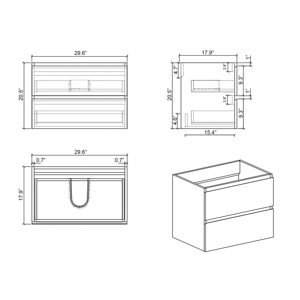 Alice - Bathroom Vanity With Sink, Wall Mounted, Floating by Unique Piece Furniture